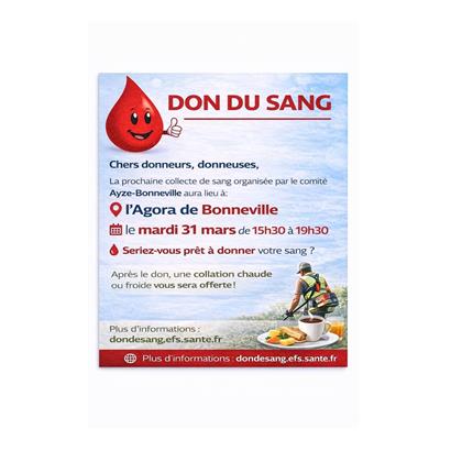 La prochaine collecte de sang à Bonneville