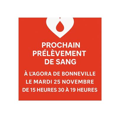 La prochaine collecte de sang à Bonneville